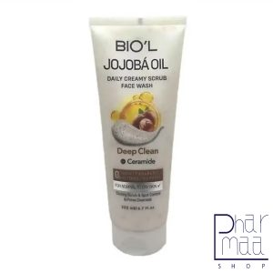 شوینده کرمی اسکراب دار صورت روغن جوجوبا و سرامید پوست های معمولی تا خشک بیول 200 میل