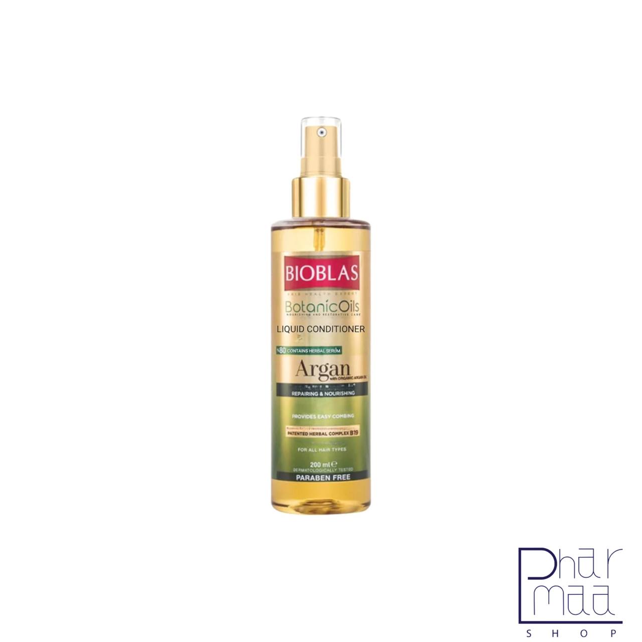 BIOBLAS-BOTANIC-OILS-ARGAN-OIL-LIQUID-CONDITIONER-200ML اسپری دوفاز آرگان بیوبلاس 200 میل - Image 1