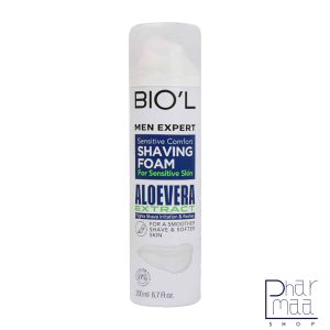 فوم اصلاح اقایان خنک کننده حاوی عصاره الوئه ورا مخصوص پوست های حساس بیول 200 میل