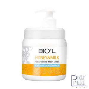 ماسک موی شیر وعسل ( با آبکشی ) مناسب موهای خشک و اسیب دیده بیول 500 میل