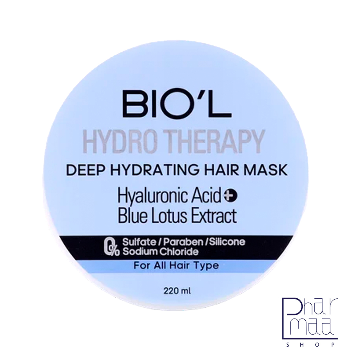 هیدرو-تراپی ماسک آبرسان سر هیدروتراپی حاوی هیالورونیک اسید و عصاره نیلوفر ابی انواع مو بیول 220 میل - Image 1