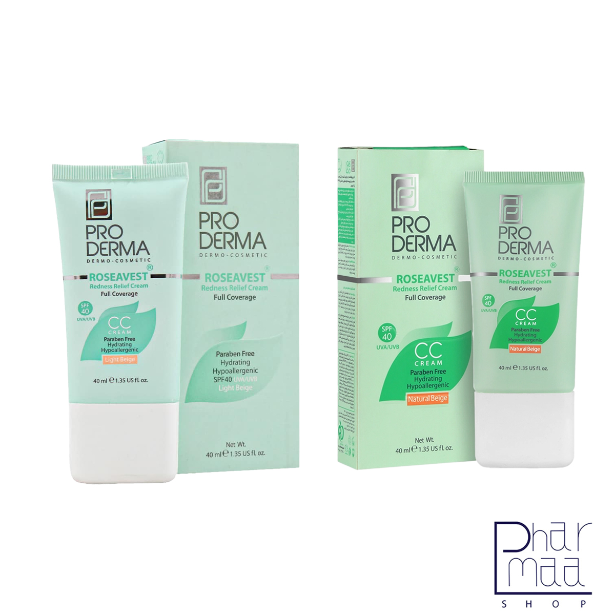 جمع سی سی ها کرم مرطوب کننده رنگی (سی سی کرم ) SPF40 مناسب پوست های معمولی و حساس پرودرما 40 گرمی - Image 1