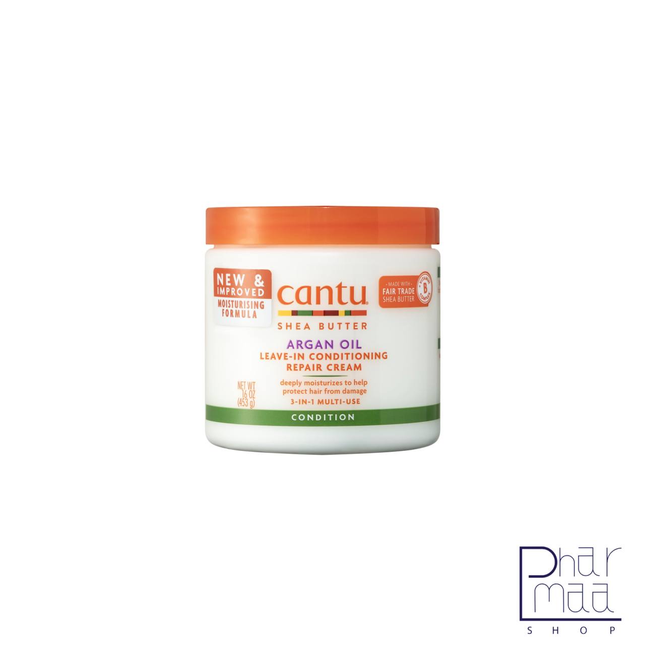 Cantu-ARGAN-OIL-LEAVE-IN-CONDITIONING-REPAIR-CREAM-453gr نرم کننده عمیق سه کاره آرگان کنتو ۴۵۳ میل - Image 1